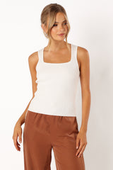 Yara Rib Knit Top - White