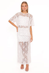 Yonder Sheer Lace Tee Top - White