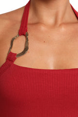 Yulissa Halter Knit Top - Red