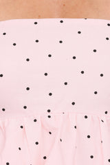 Yvanna Bubble Hem Top - Pink Dot
