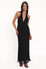 Zafira Textured Halter Top - Black
