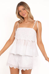 Zera Eyelet Top - White