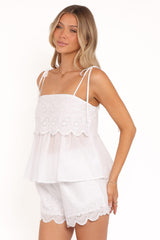 Zera Eyelet Top - White