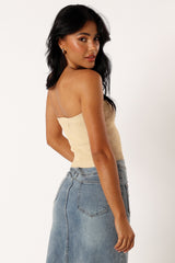 Zia Strapless Knit Top - Lemon