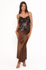 Zinnia Sequins Sleeveless Top - Brown