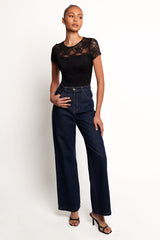 Ziva Lace Overlay Bodysuit - Black