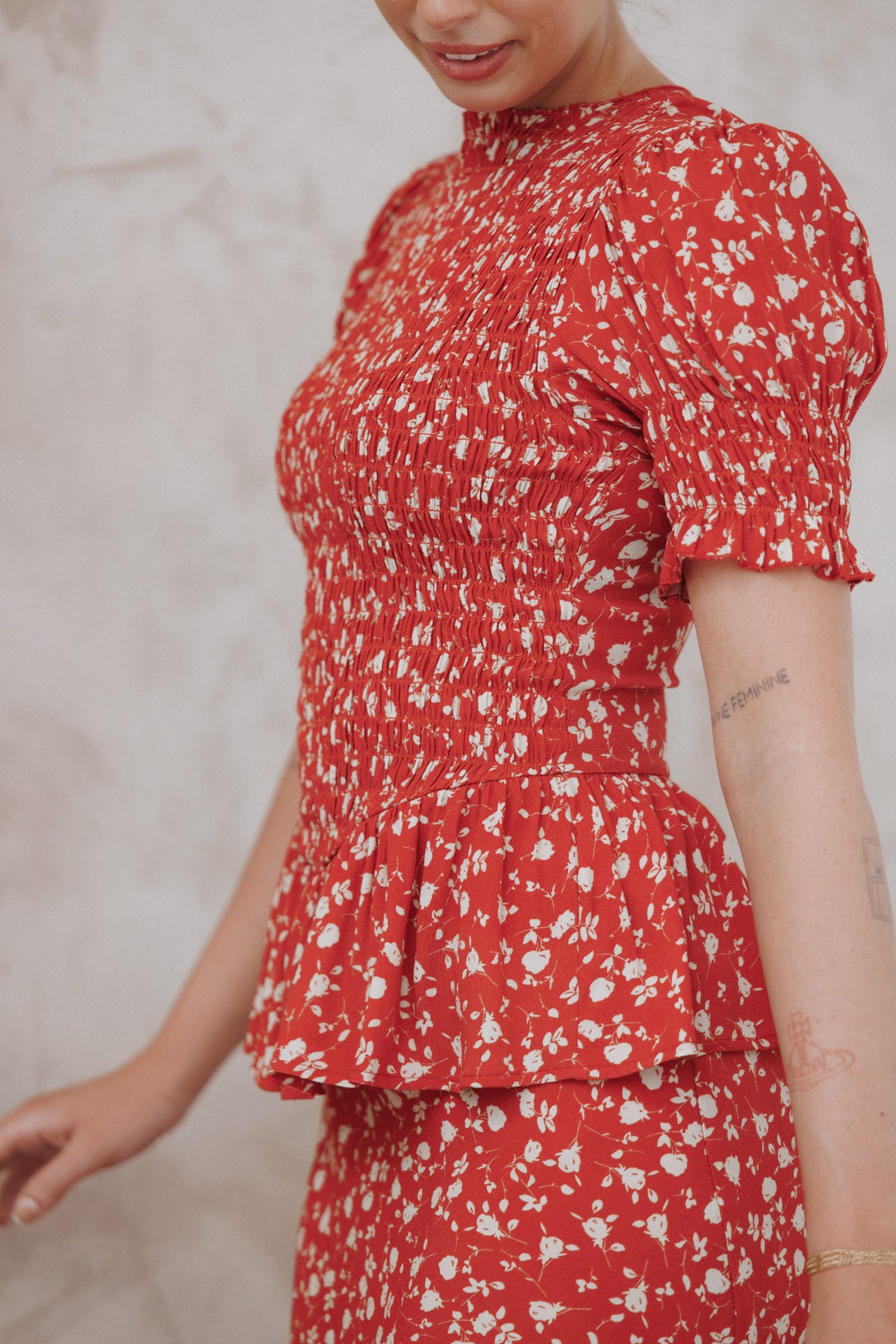 Zoella Peplum Top - Red Floral