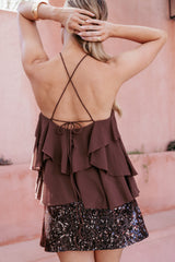 Zorina Halter Neck Chiffon Top - Brown