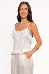 Zinnia Sequins Sleeveless Top - Ivory